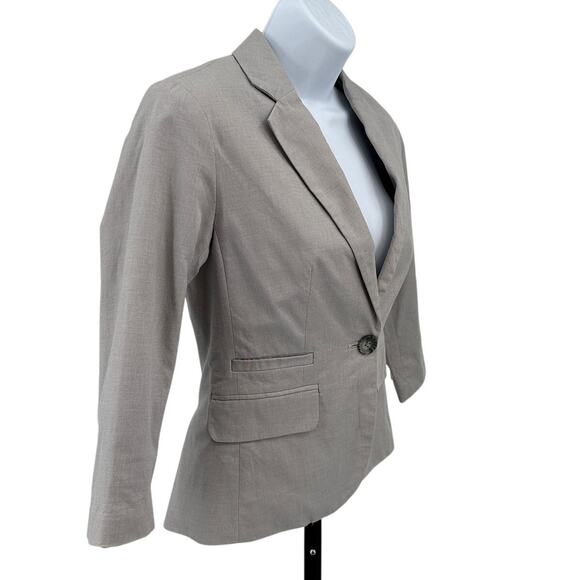 Banana Republic Jacket Women 00 Petite Gray 3/4 Sleeve Single Breasted Blazer - Picture 2 of 7